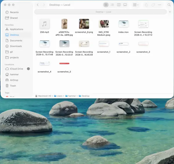 Chapeta renaming screenshots on a Mac desktop using the bash tool